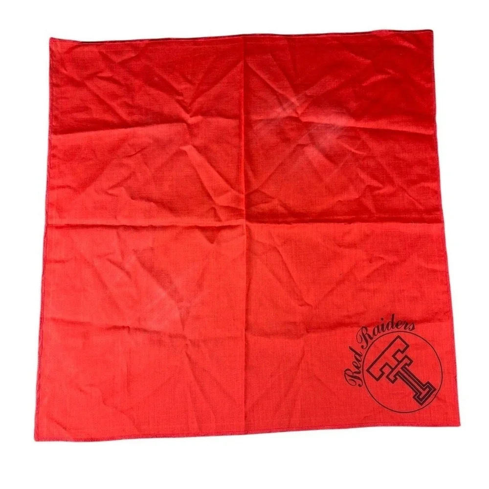 Vintage Texas Tech Red‎ Raiders Bandana Neckerchief Scarf Red One Size Unisex